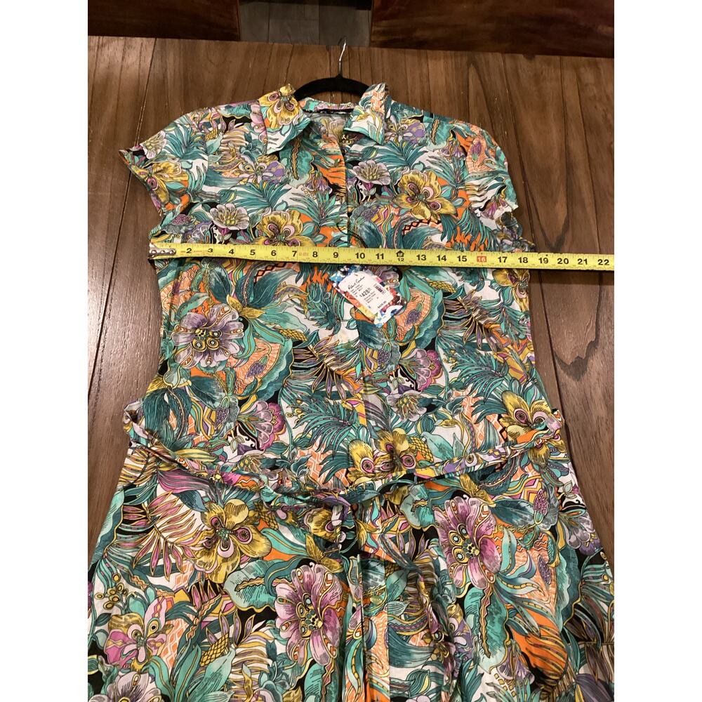 Robert Graham Vivienne short sleeve button down multi color floral midi dress 8 - Picture 7 of 10